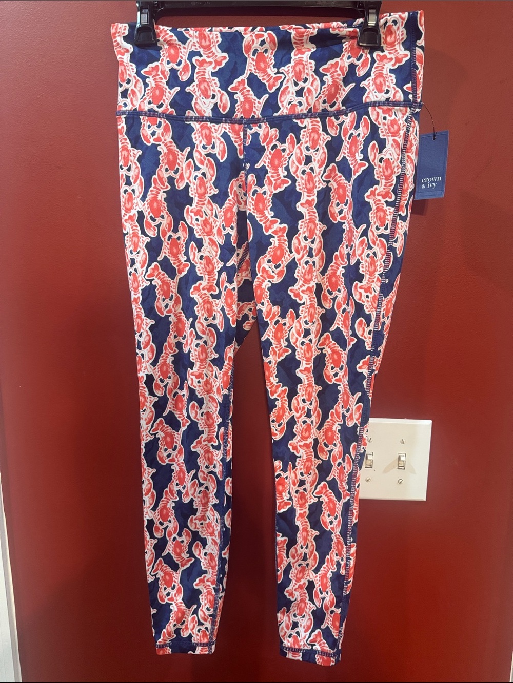 crown & ivy Navy and Coral Lobster Leggings